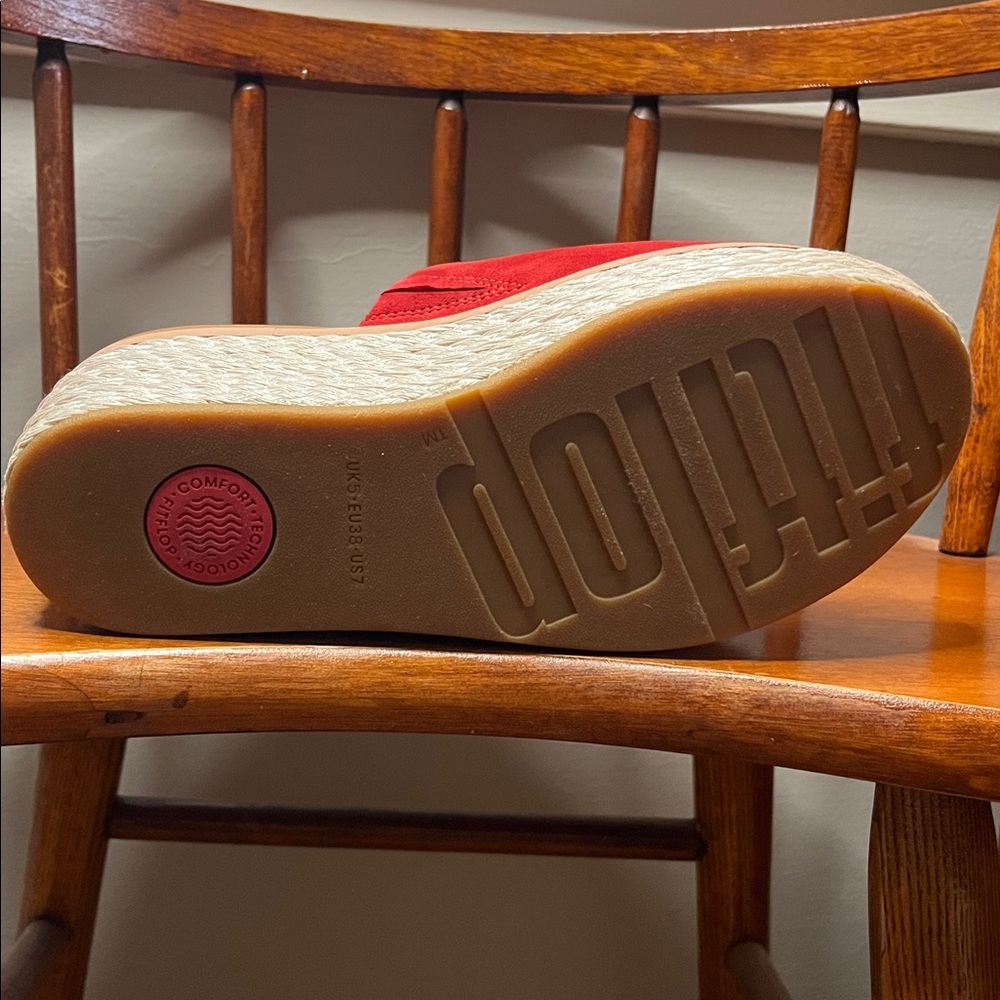 NWOT FitFlop Eloise Espadrille Suede Wedge Slide in Red Size 7 - Picture 8 of 12